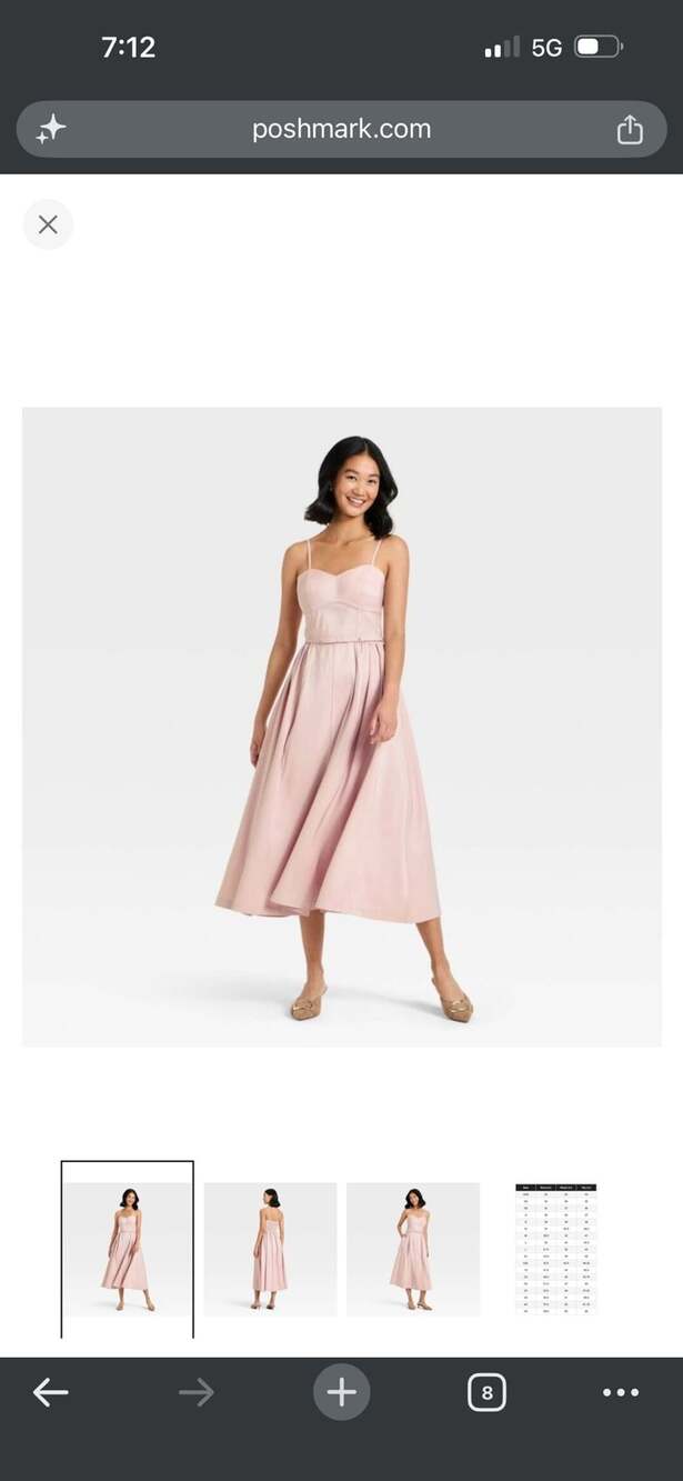 A New Day Women's Bow Belt Midi Dress Pink Adjustable Strap Sz Medium